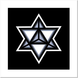 Merkaba Spiritual Symbol in White - Sacred Geometry Merkabah Shape - Merkaba Posters and Art